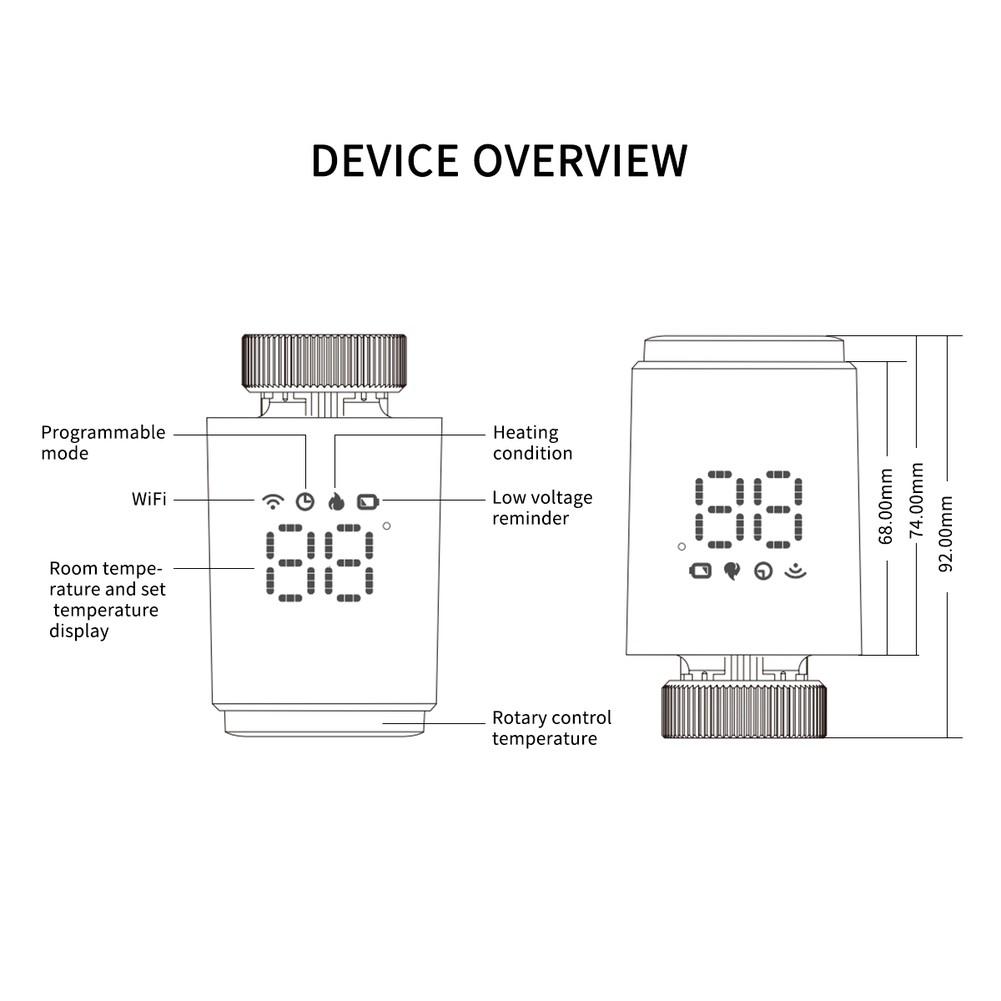 For Zigbee Thermostatic Radiator Valve for Tuya Smart Home with 7 Day Programmable Heating Schedule and Voice Control via