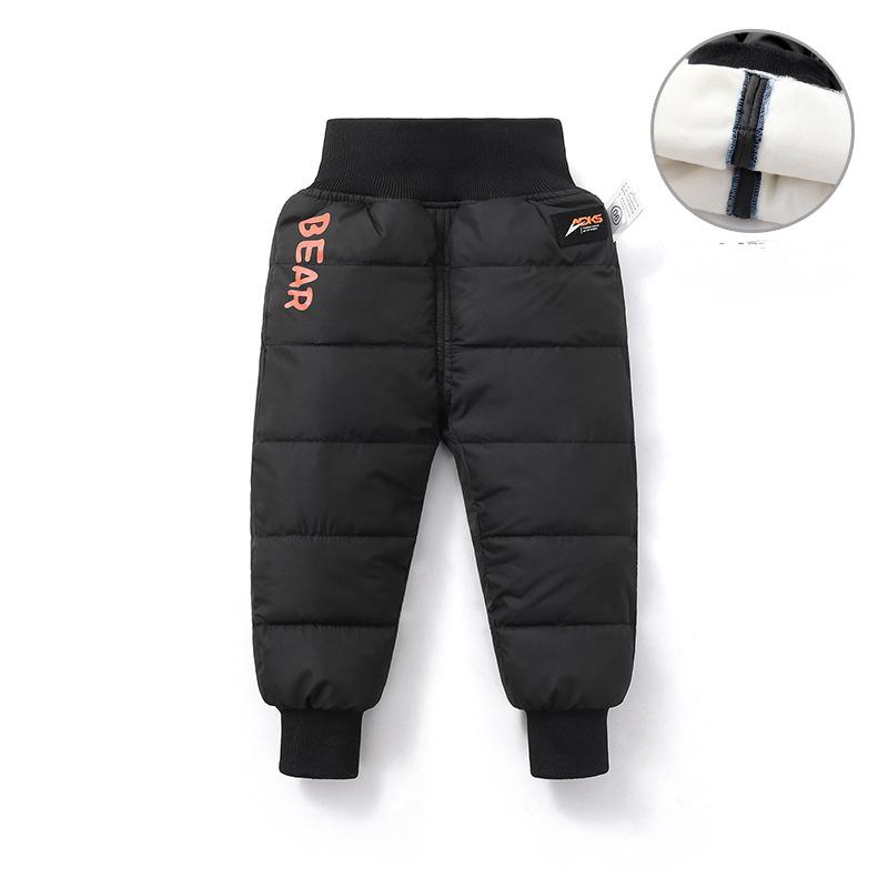 

Детские стеганые зимние брюки, бархатные, пуховые, хлопковые брюки для осени и зимы, уличная одежда для мальчиков и девочек 80cm чёрный