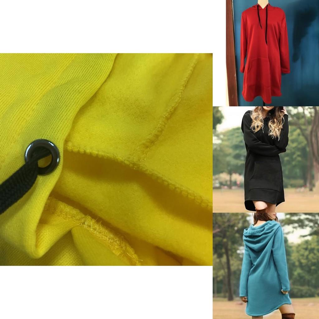 Cozy Womens Winter Long Sleeve Tunic Tops Pullover Hoodie Dress In Six Colors