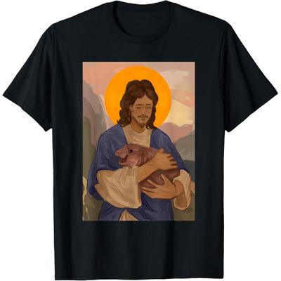 Gesù ama Maialino rimbalzante maialino carino piccolo ippopotamo meme Maglietta