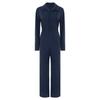 Womens Fashion Jumpsuit Button Front Design Casual Solid Color Turn Down Collar Long Sleeve Coverall