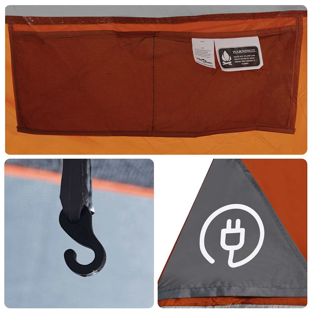 Dome Camping Tent for 4 Persons Grey and Orange Waterproof