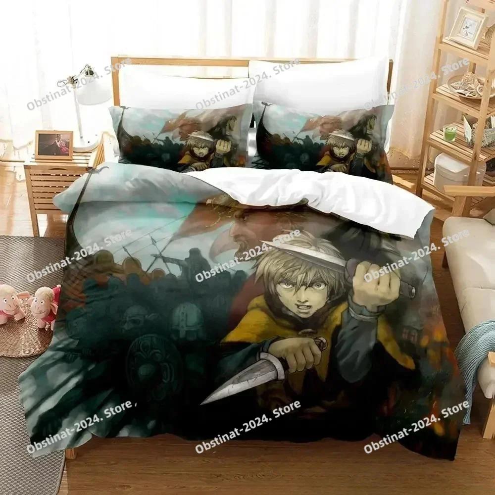 3D Anime Vinland Saga Bettwäsche-Set Gedruckte einzelne Decke Bettbezug Kissenbezug 3-teilige Sets Kinder Erwachsenengröße