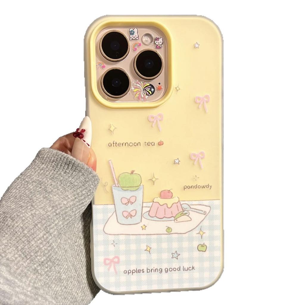 Ciasto z kokardą na wiosnę i lato Odpowiednie na etui na telefon komórkowy Apple 16 Promax IP15 Galaretka Apple 14 Miękkie 13 All Inclusive