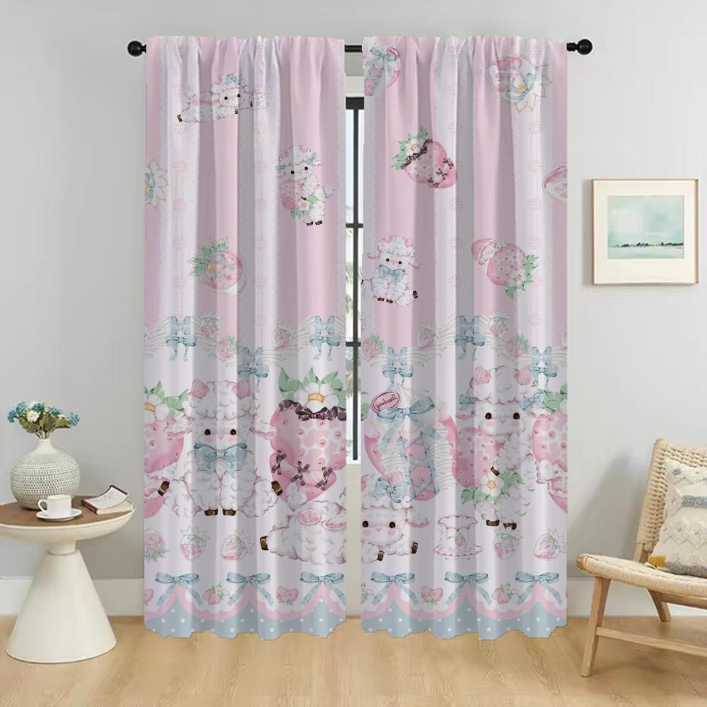 Home Interior Curtains for Living Room Cuddly Teddy Bear Partition Blackout Curtain Curtains 2 Pieces Shades Tulle for Bedroom