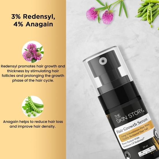 The Skin Story Hair Growth Serum for Men | Enriched with 3% Redensyl and 4% Anagain | Thicker, Stronger | Hair Fall Control | All Hair Types | 25 Ml