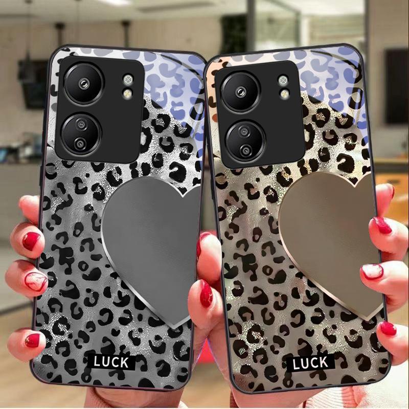 Speckled Love For Xiaomi Redmi 13C Note13 12 Pro Plus 5G Note 9 13T Pro POCO X6 F5 F6 Black Tempered Glass Phone Case
