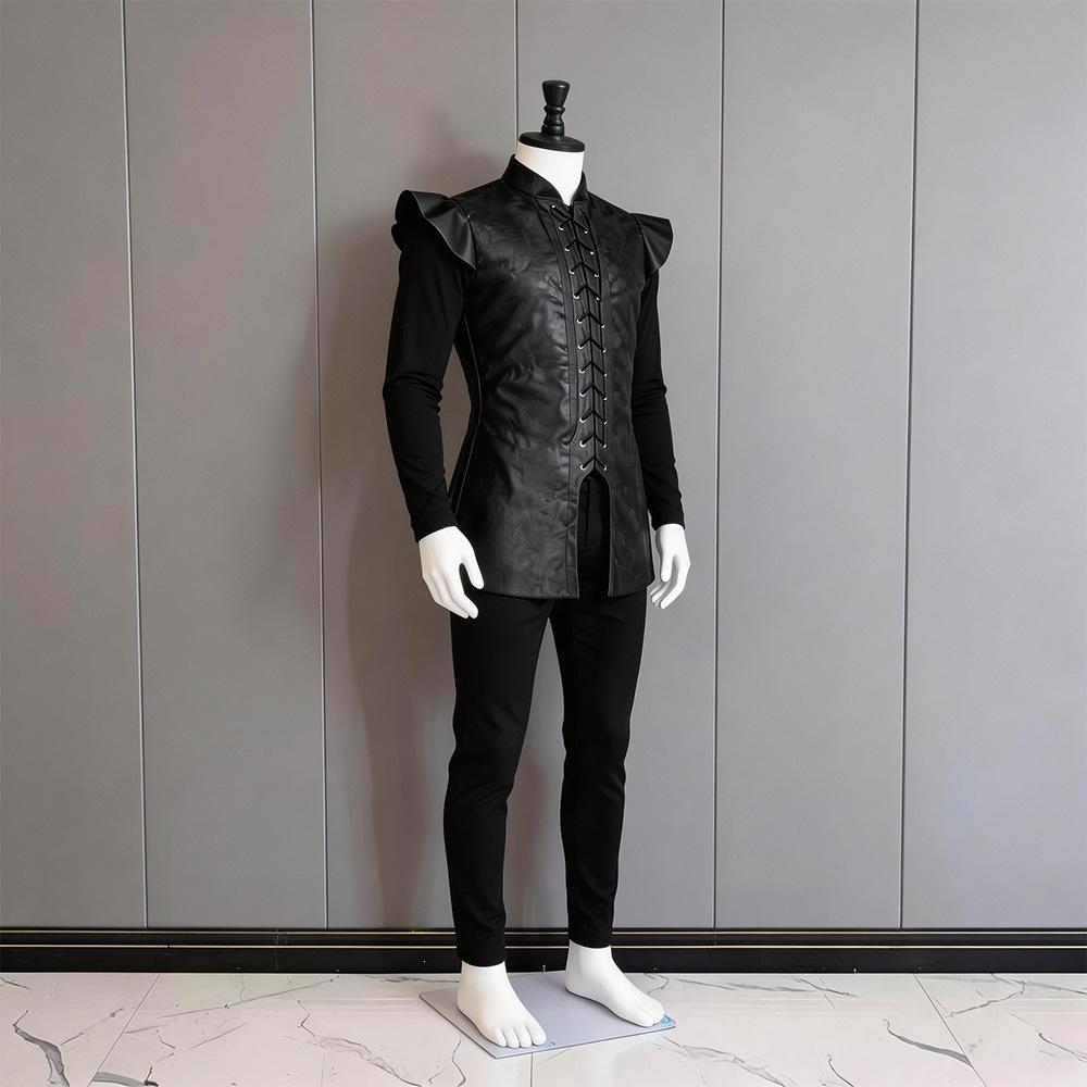 Jon Snow Cosplay Kostyme Game of Thrones Middelaldersk Ridder Vest Halloween Rollespill Svart