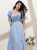 Women Fit and Flare Light Blue Maxi/Full Length Dress