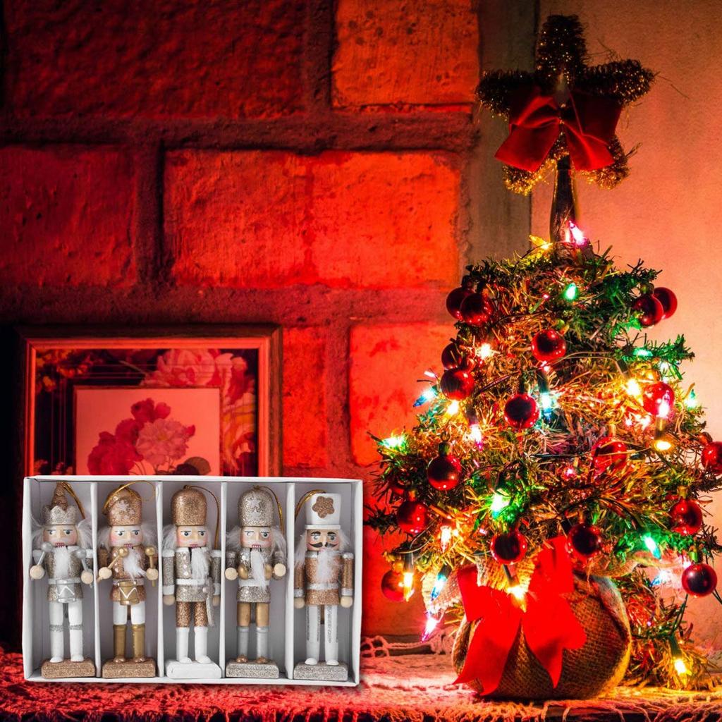 5ks louskáček vánoční ozdoby Vánoční ozdoby na louskáček Dřevěný louskáček Závěsné ozdoby na figurky vánočního stromku Dárky pro loutkové hračky