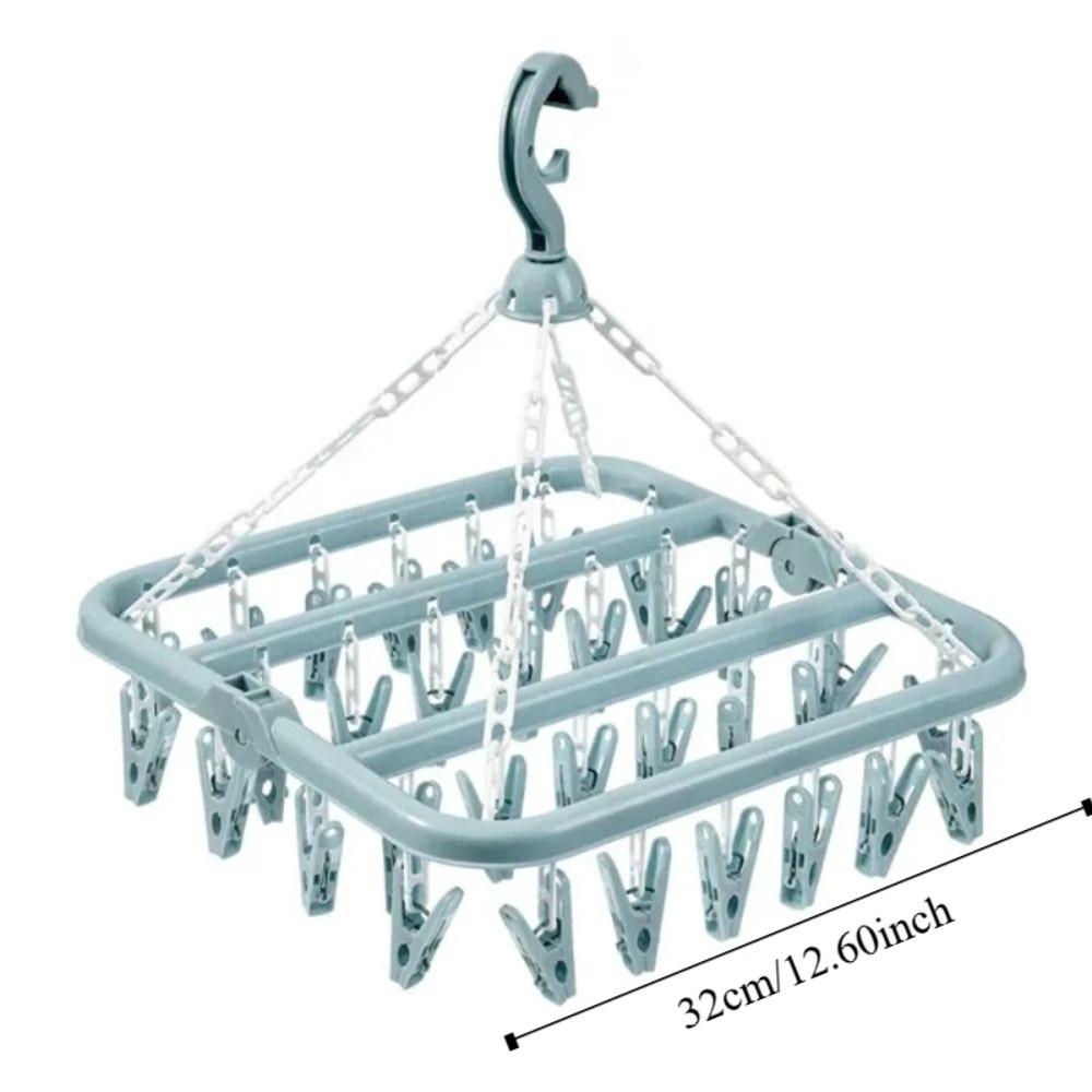 32 Clips Drying Rack Extra Thick Laundry Set Foldable Drip Hanger  Underwear Drying