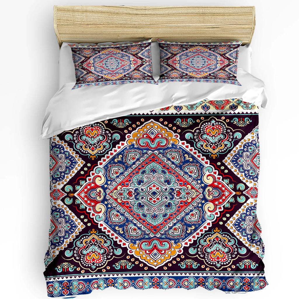 Indische Blumen Bettbezug Bett Bettwäsche Set Für Doppel Heimtextil Bettbezug Kissenbezüge Schlafzimmer Bettwäscheset (Kein Blatt)
