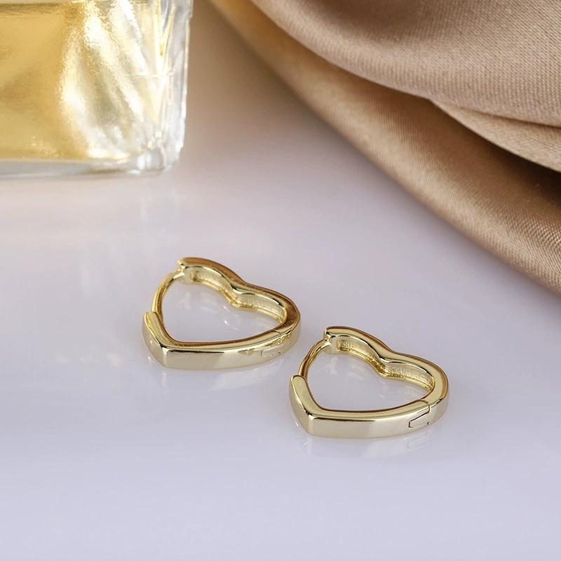 Love Heart Smooth Metal Small Hoop Earrings For Women Vintage Gold Color Ear Buckle Wedding Jewelry Valentine's Day Gift