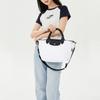 Longchamp Le Pliage Energy 25 Button Zipper Closure Canvas And Leather Dumpling Shoulder Crossbody Tote Bag Small Women Bags Black White 1512HSR007
