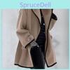 Multicolor Womens Crew Fashionable Neck Loose Hooded Coat With Colorblocked Piping Autumn Winter Outer Wear