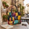 Borsa Tote Patchwork Colorata per l'Uso Quotidiano