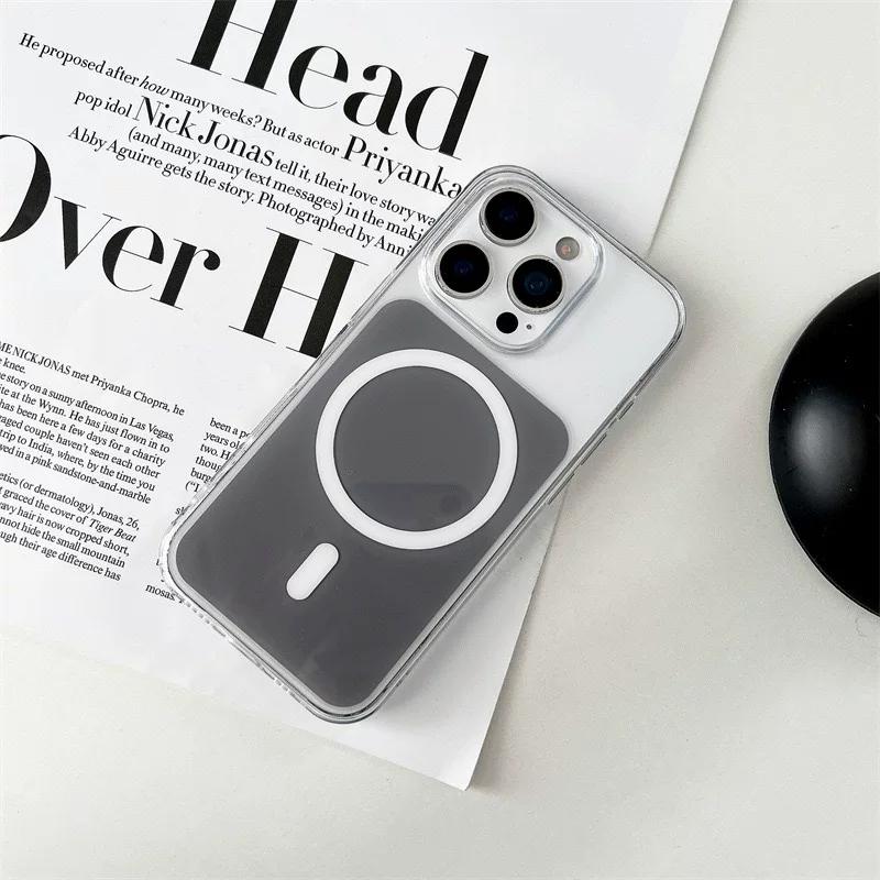 Fashion Clear Magnetic Phone Case For 17 16 15 14 13 Pro/Pro Max Compatible with MagSafe Charging HD Transparent Cover