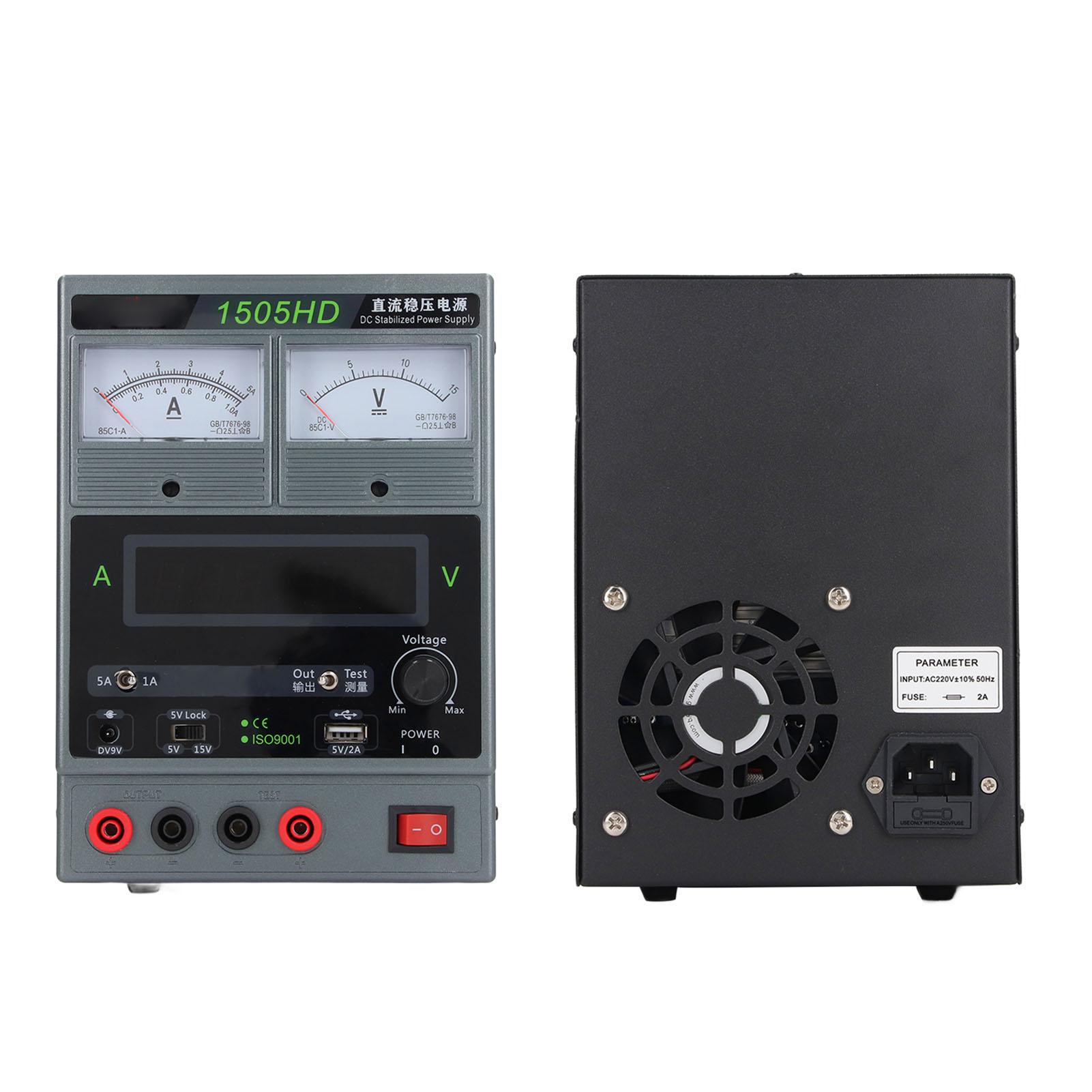 

1505HD DC Regulated Power Supply LED Display Adjustable Switching Stabilized Power Supply 0‑15V 0‑5A Output US Plug