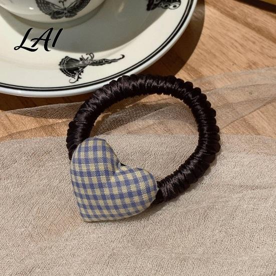 Ponytail Holder High Elasticity Hair Rope Plaid Heart Decor Tie School Uniform Elastic Pleated Tie Band No Scalp Strangling Accessories for
