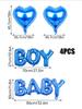 4pcs Blue Baby Boy Love Heart Foil Balloons, Boy Birthday Party Baby Shower Gender Reveal Houseware Decoration