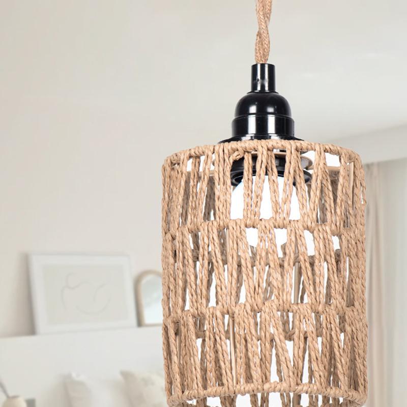 Boho Stil Handgewebte Wohndekor Deckenlampe Gewebter Lampenschirm Rattan Lampenschirm Pendellampe Pendellampe Schirm