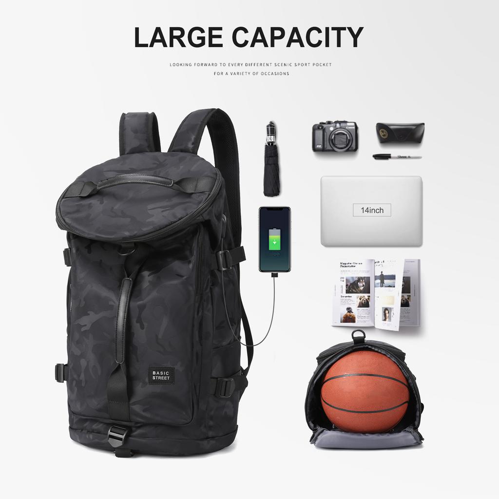 Reisetasche, Rucksack, Ball, Sporttasche für Männer und Frauen, Gepäck, Sport-Basketball-Rucksack mit Schuhfach, lässiger Reiserucksack