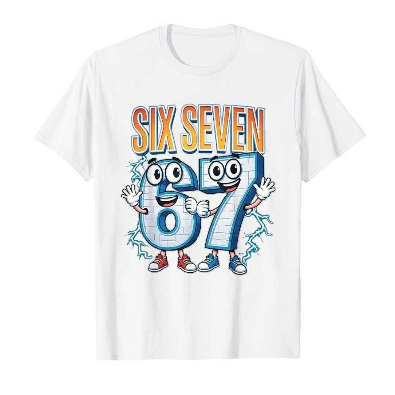 67 Six Seven Funny Italian Brainrot Gaming Meme T-shirt Men Women Oversized Y2k Short Sleeve Street Hip Hop Streetwear Clothing