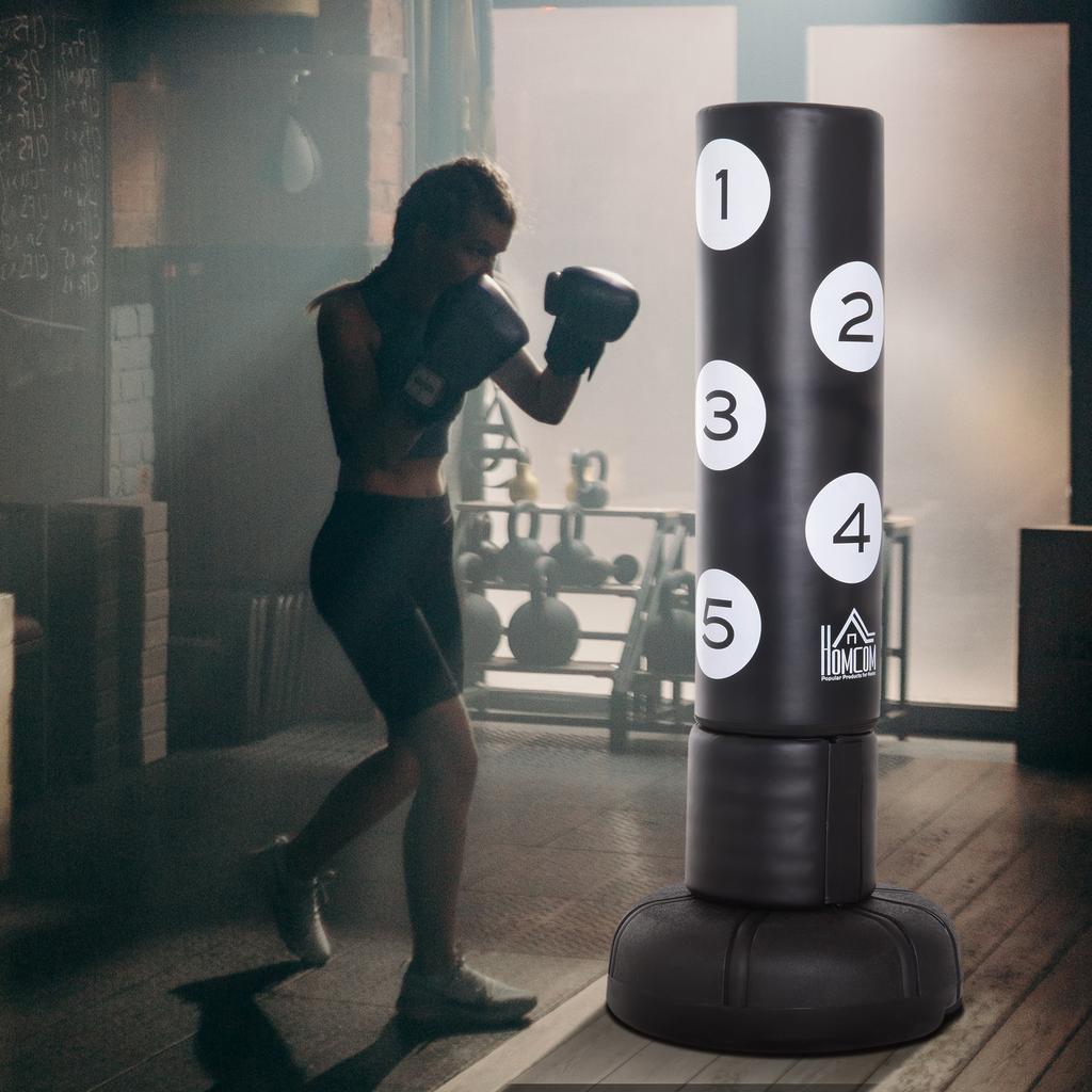 5.8ft Free Standing Boxing Target Punch Bag Heavy Duty Stand Sparring Kick Martial Arts Gym Training Equipment