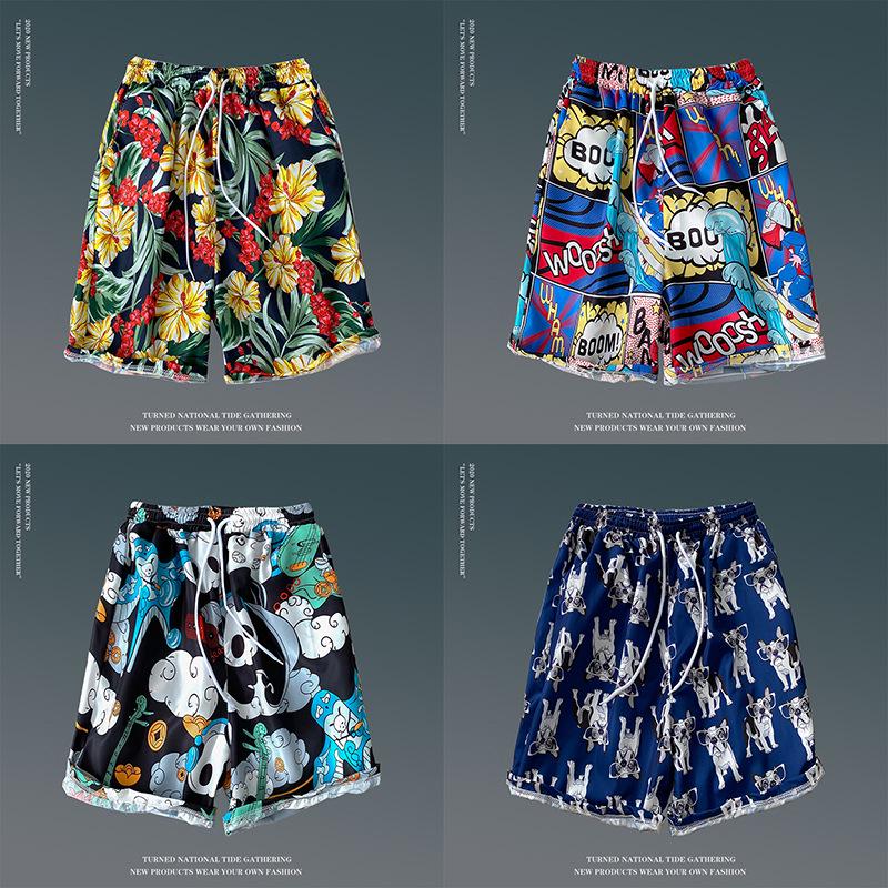 Men's Loose Plus Size Hawaiian Floral Beach Shorts - Quick-Dry, Trendy, Five-Point Design for Couples
