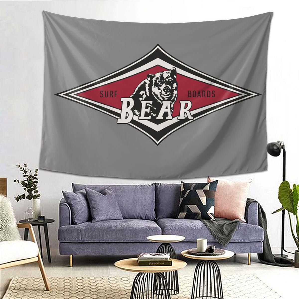Vintage Surfing Bear Big Wednesday Cult Surfboard Surf Logo Tapestry Decor Art Aesthetic Tapestries Home Wall Cloth Wall Hanging 100X70CM