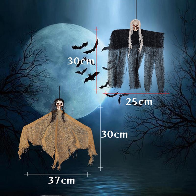 Halloween Creepy Skeleton Face Hanging Ghost Pendant Horror Skull Ghost Prop Party Supplies Haunted House Indoor Outdoor Decor