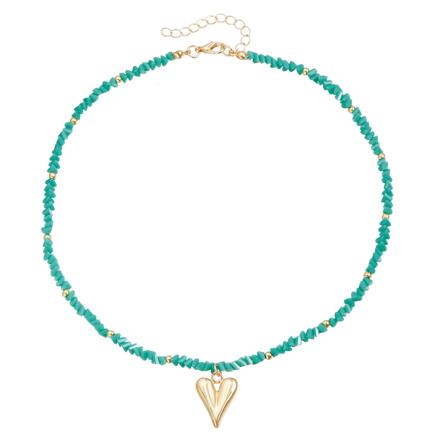 Glass crystal pearl love necklace forest gentle less ins splicing style necklace