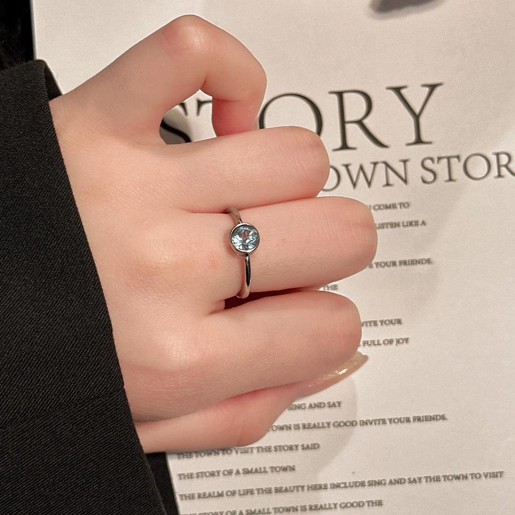 S925 Sterling Silver Ring Natural Topaz Inlaid Adjustable Finger Ring Women Anti-fade Fashion Daily Fine Jewelry