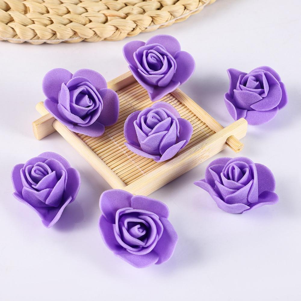 100/200Pcs Artificial Rose Flowers Heads 4cm Foam Fake Flowers For Home Room Decor Outdoor Garden Party Bride Wedding Decoration