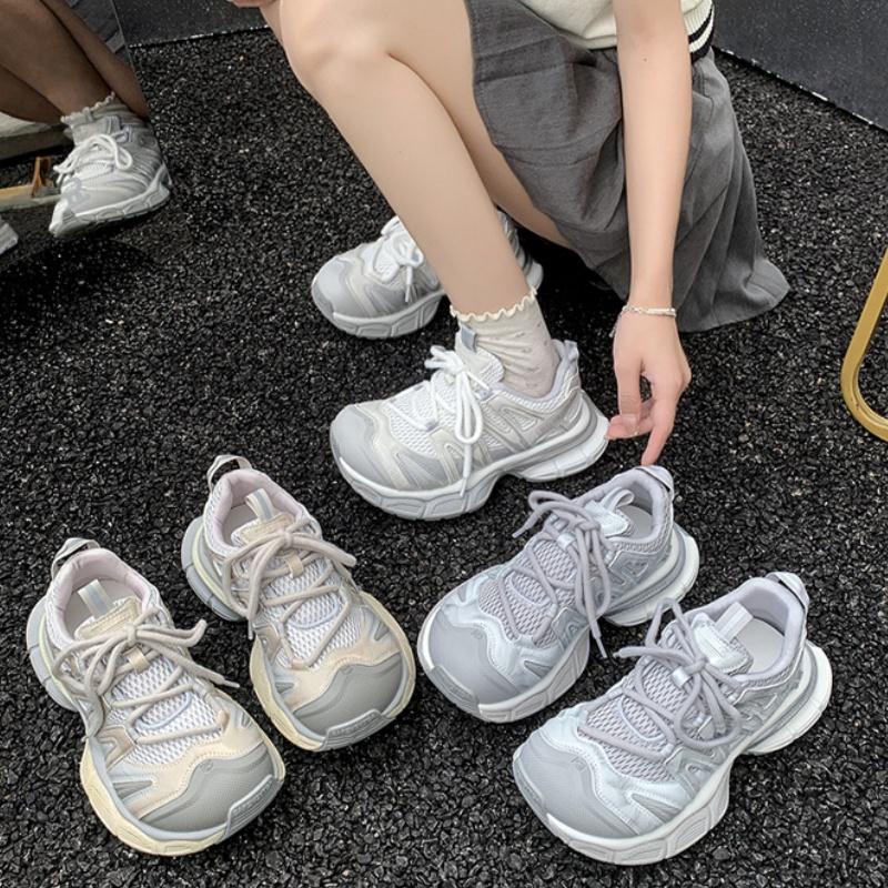 Fashion High Quality Mesh Breathable Women Sneakers NEW 2025 Spring Autumn New Fashion Vulcanized Shoes Comfortable Lace Up Sneakers