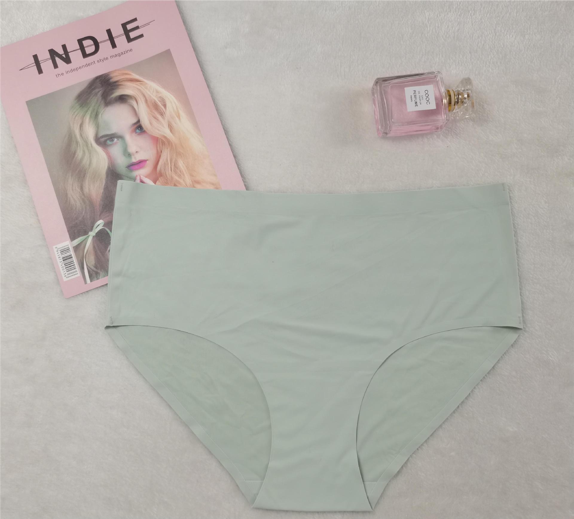 

Трансграничное бесшовное нижнее белье Женские цельные трусы Ice Silk с высокой талией большого размера 4XL светло-зеленый