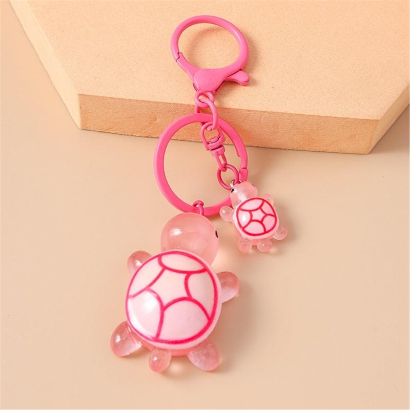Plastic 3D Turtles Charm Keychain Accessory Fashionable Animal Shape Key Rings Tortoise Bag Decoration for Women