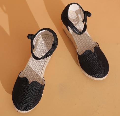 Heeled Sandals Women Wedges Espadrilles Summer Shoes Ladies Comfort Casual Closed Toe Sandal Pumps Heels Party Shoes Footwear