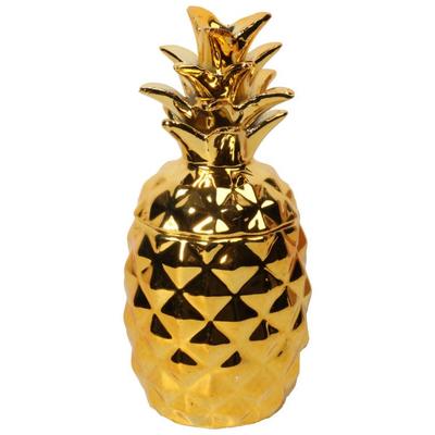 Ceramic Medium Pineapple Box In Gold Color