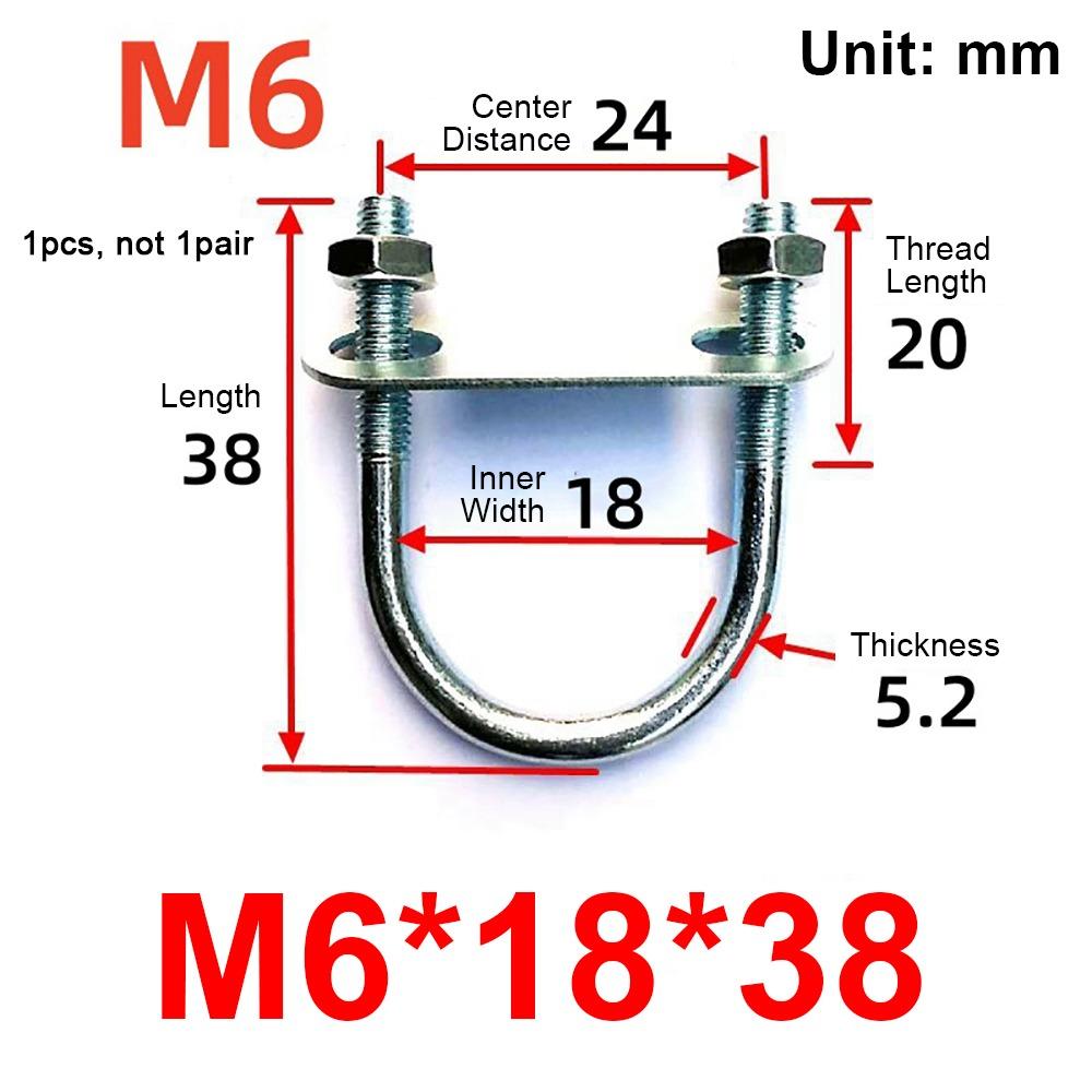 1Pcs New Galvanized Q235 Carbon Steel M8 Round Tube Clamp With Baffle Screws Round Bolt Pipe U-clamp for Round Tube