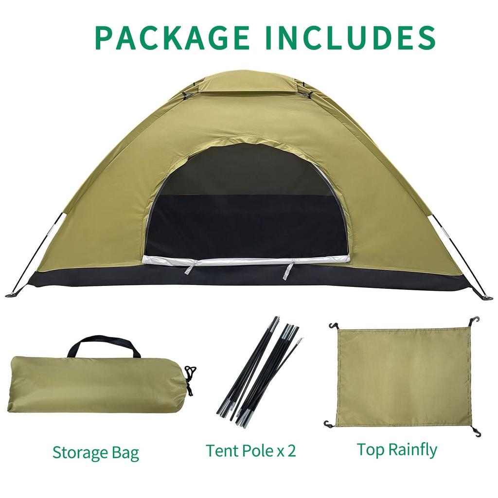 Sutekus Kompaktes Camouflage Campingzelt, Ein-Personen-Zelt, Kleines Zelt für Katastrophenschutz und Notfälle im Freien (Einzelperson, Khaki)