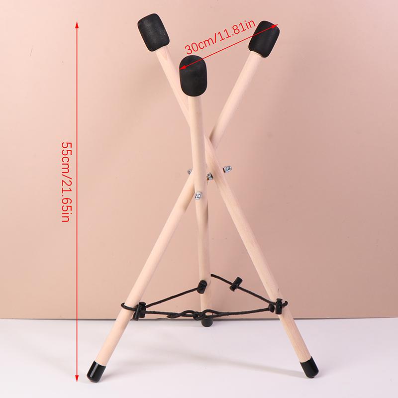מעמד תוף משולש מעץ מלא מתכוונן 10-15" לכלי הקשה, למתופפי לשון פלדה ותופים ידניים