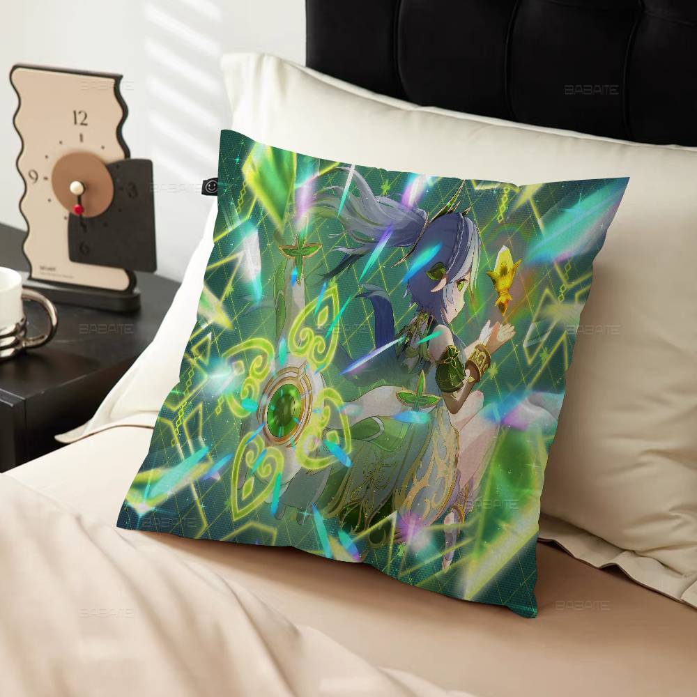 Genshin Impact Kawaii Anime Nahida Cushion Cover Polyester Sofa Cushions Decorative Throw Pillows Home Decoration Pillowcover