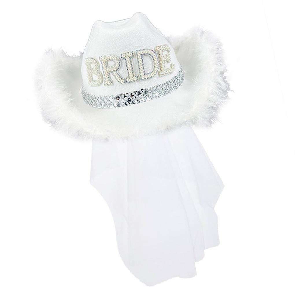Jeweled Crystal Cowboy Hats Bride Veil Panama Hat for Bachelorette Party Cowboy Hats for Club Stage Shows