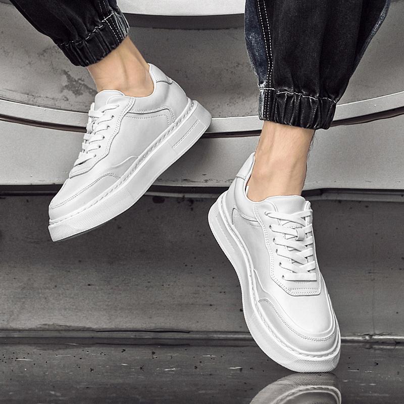 Fashion British Men's Shoe Trend Thick Soled Wear-resistant Low Cut Leather Casual Shoes High-quality New Men's Business Dress Shoes