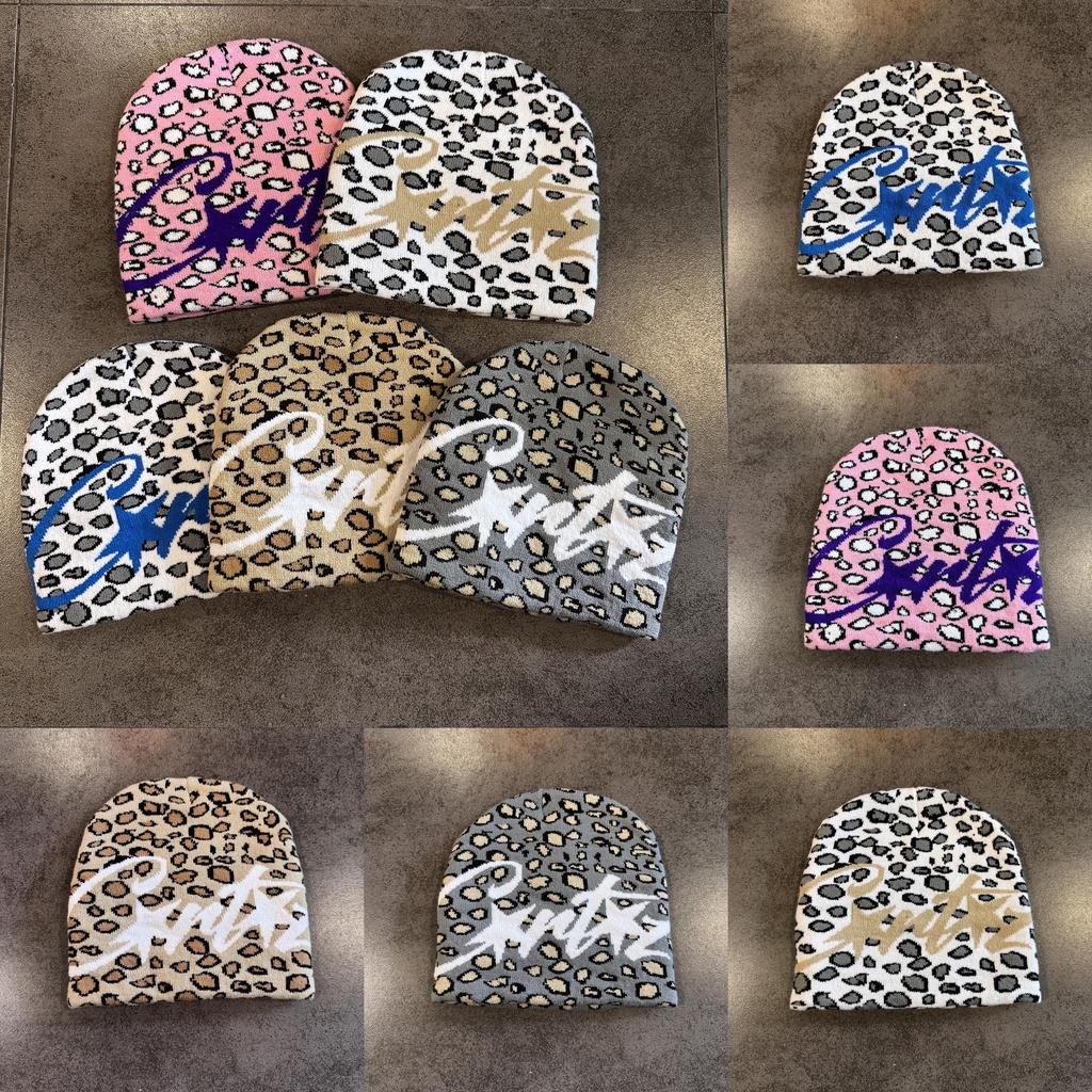 Leopard Letter Print Knitted Hat With Warmth For Winter Streetwear Fans