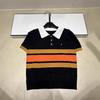 Little Horse Striped Lapel Knit Top: Casual Summer 2026 Short Sleeve
