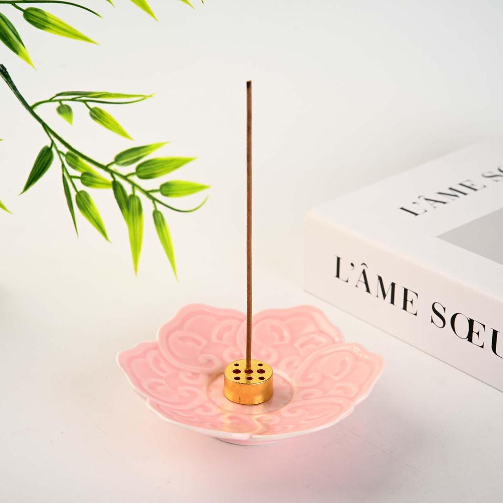 Modern Lotus Ceramic Incense Holder: Multi-Color Zen Tray for Home Aromatherapy and Study Decoration