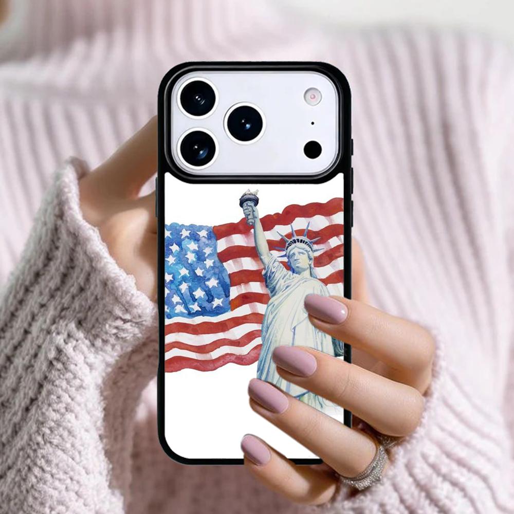 Amerikanische Flagge Freiheitsstatue Handyhülle Für Apple iPhone 17 Air 16E 15 14 Plus 13 12 11 Pro Max Mini Funda Cover