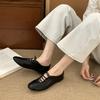Korean version of niche design single shoes 2025 spring and autumn new lace-up small leather shoes ballet flat shoes round head single shoes